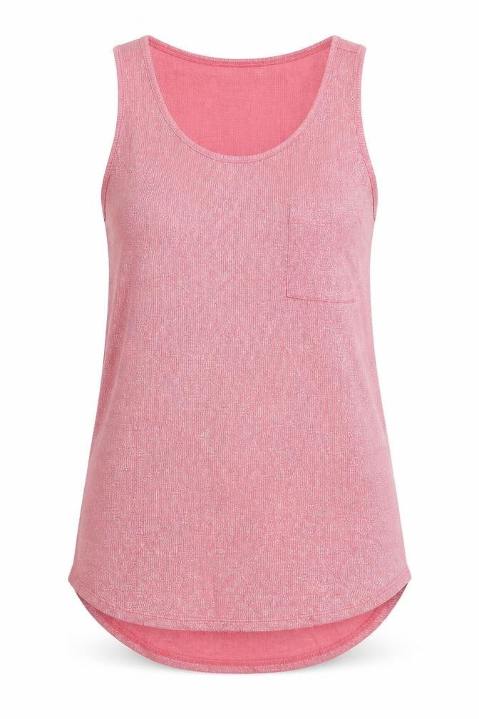 Front view of Next women’s pink viscose basic tank, size UK 12, scoop neck