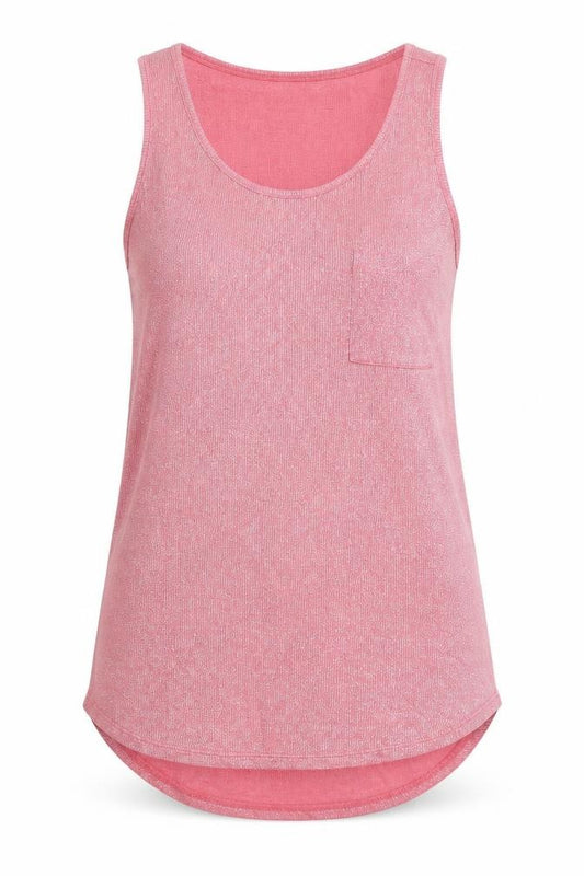Front view of Next women’s pink viscose basic tank, size UK 12, scoop neck