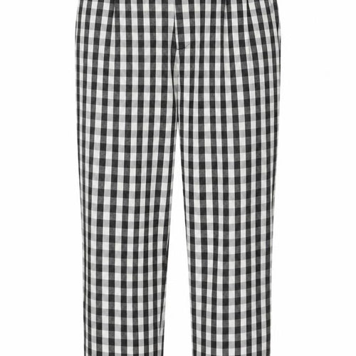 Mango Womens Black Check Polyester Trousers Size 10 Regular Zip