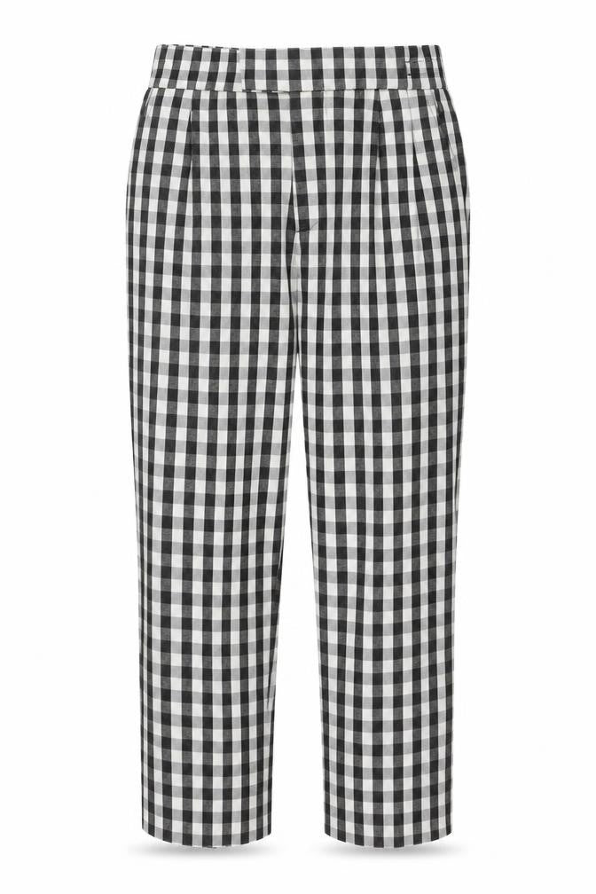 Mango Womens Black Check Polyester Trousers Size 10 Regular Zip