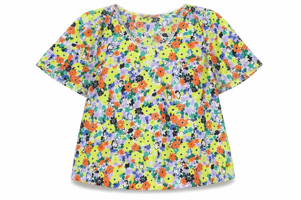 Marks & Spencer Womens Multicoloured Floral Polyester Basic Blouse Size 8 Round Neck