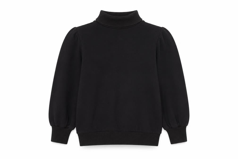 Front view of Next girls’ black roll neck cotton jumper, size 7, years pullover