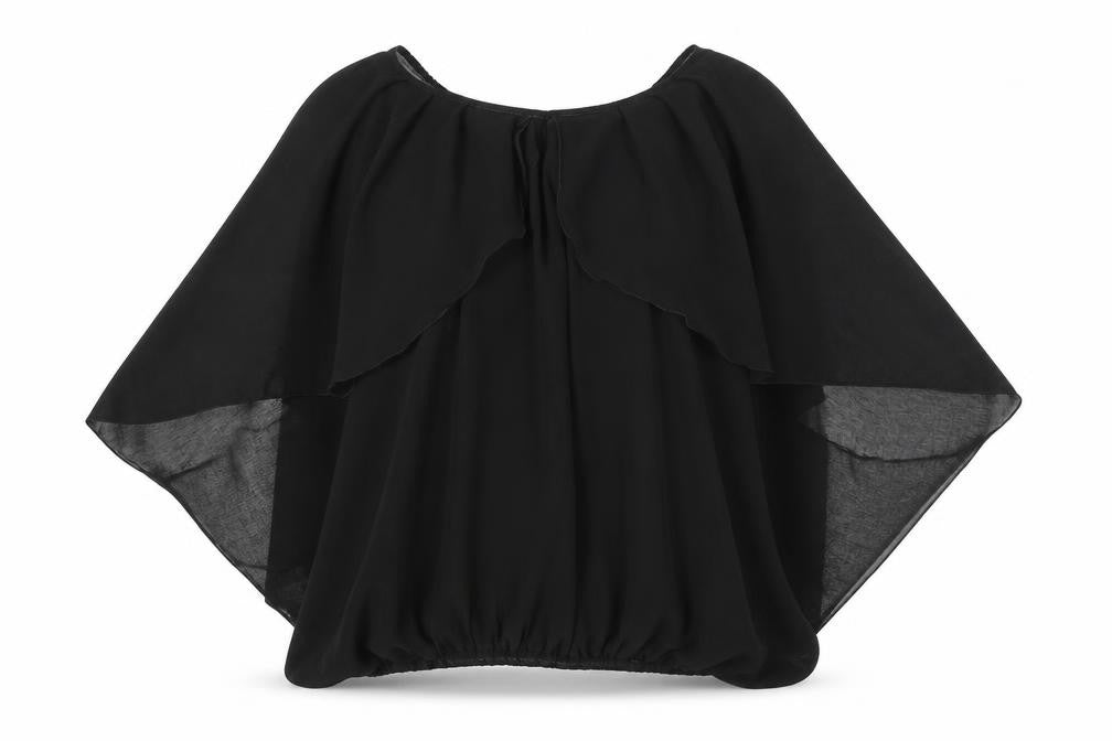 Front view of QED London women’s black polyester basic blouse, size UK 12, boat neck