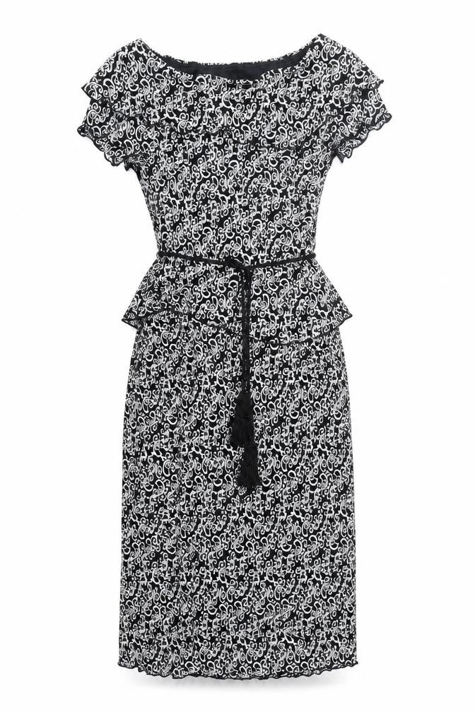 Dressbarn Womens Black Geometric Polyester Pencil Dress Size 8 Off the Shoulder Pullover