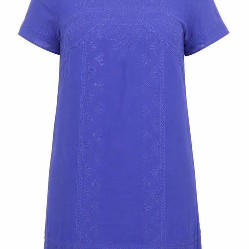Per Una Womens Blue Polyester T-Shirt Dress Size 12 Boat Neck Pullover