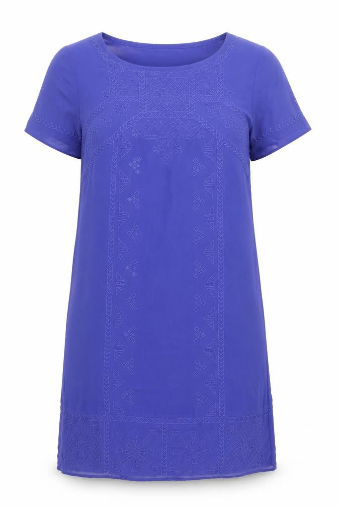 Per Una Womens Blue Polyester T-Shirt Dress Size 12 Boat Neck Pullover