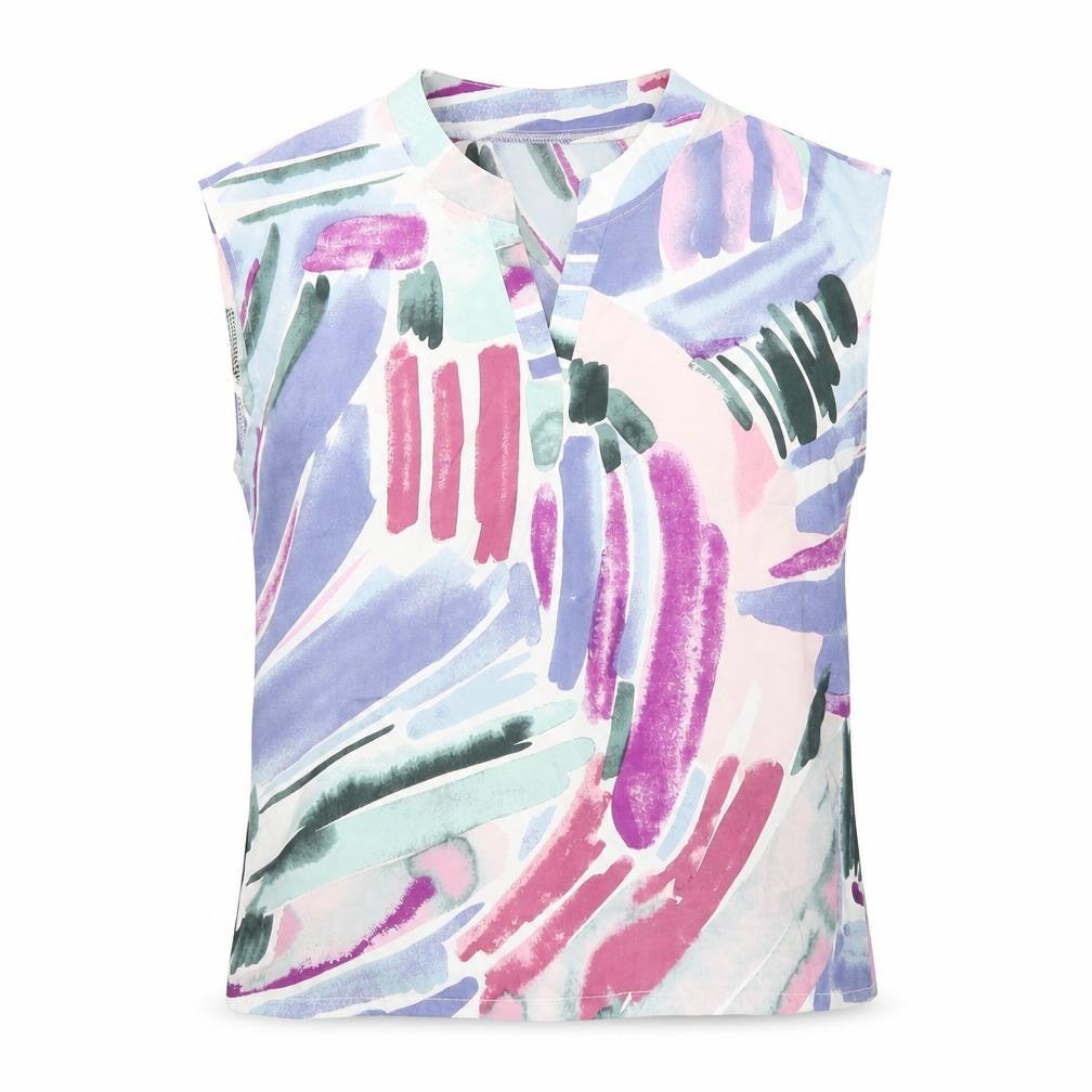 Front view of SHEIN women’s multicoloured geometric polyester basic blouse, size L, v-neck