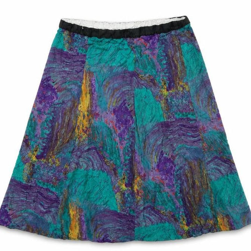 Preworn Womens Multicoloured Geometric Viscose Swing Skirt Size 36 in