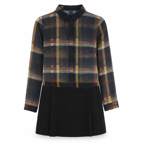 Zara Womens Black Plaid Viscose Shirt Dress Size S Collared Button