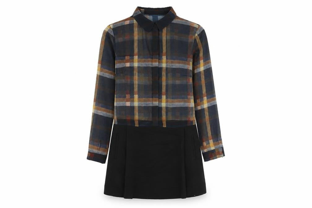 Zara Womens Black Plaid Viscose Shirt Dress Size S Collared Button