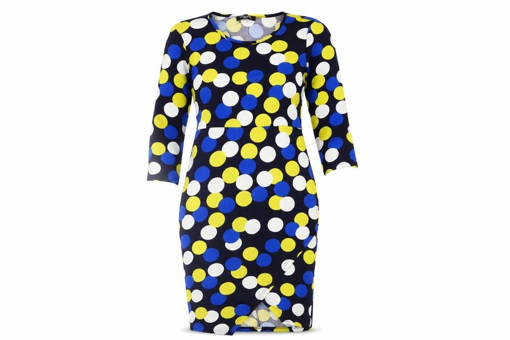 Collection London Womens Multicoloured Geometric Viscose Bodycon Size 12 Boat Neck Pullover
