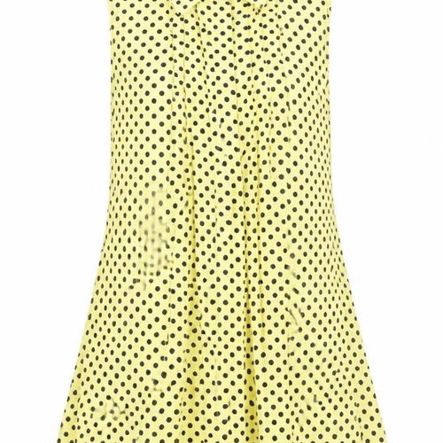 Singh S. Madan Womens Yellow Polka Dot 100% Cotton Tunic Blouse Size 8 Collared