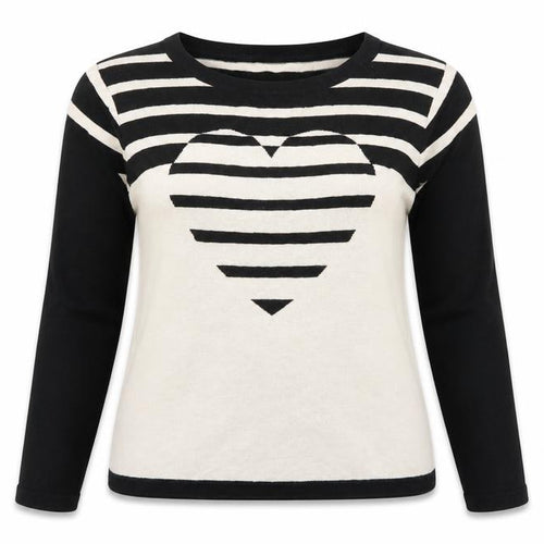 Debenhams Womens Multicoloured Scoop Neck Striped Cotton Pullover Jumper Size 12 - Heart