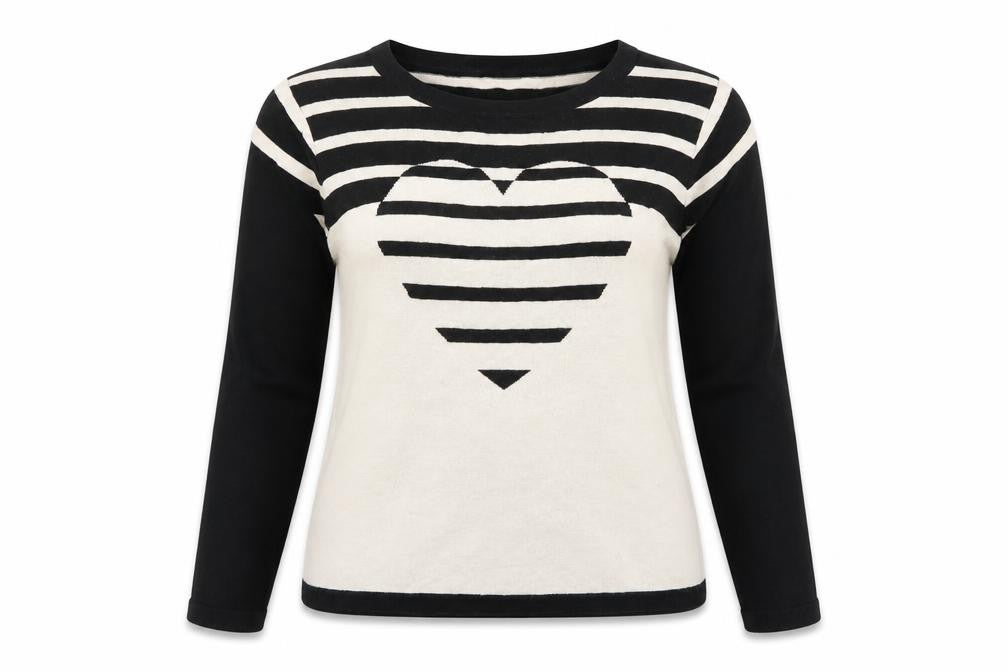 Debenhams Womens Multicoloured Scoop Neck Striped Cotton Pullover Jumper Size 12 - Heart