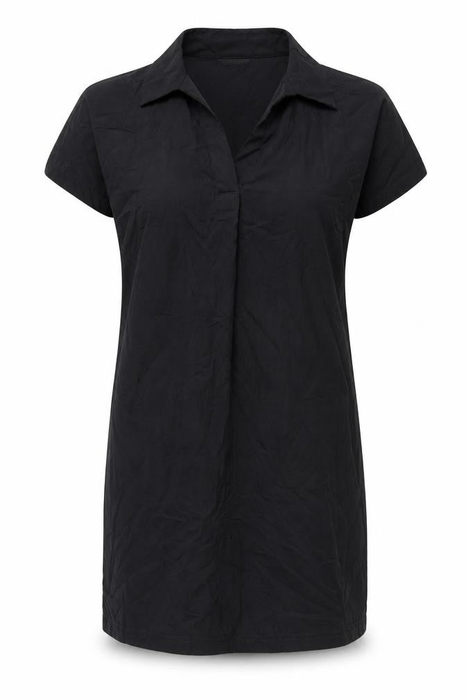Marks and Spencer Womens Black Viscose Shirt Dress Size 10 V-Neck Pullover
