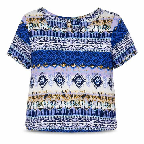 Glamourous Womens Multicoloured Geometric Viscose Basic T-Shirt Size XS Boat Neck
