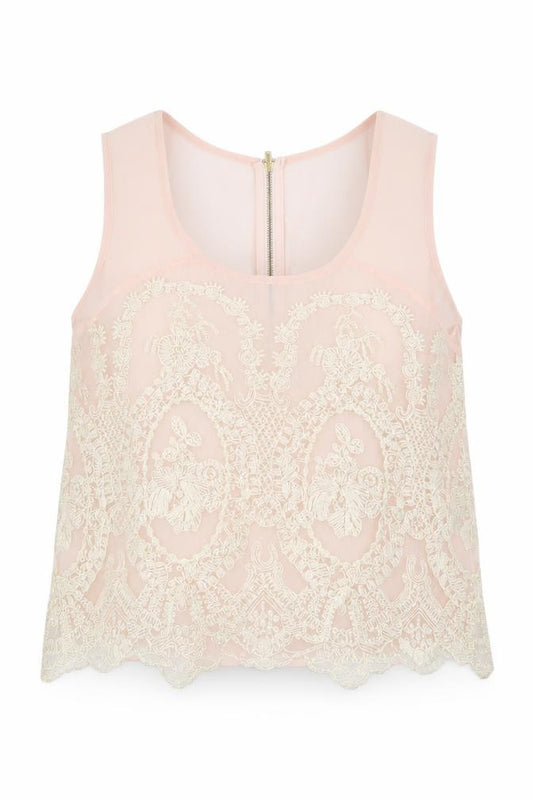 Front view of Atmosphere women’s pink polyester basic blouse, size UK 12, square neck