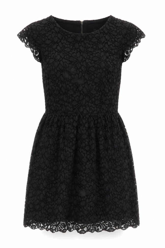 Front view of Talula women’s black polyester mini, size UK 6, boat neck zip
