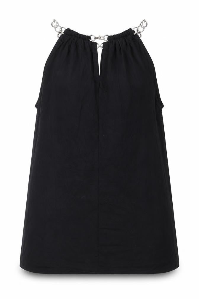Front view of Cable & Gauge women’s black viscose basic tank, size M, round neck