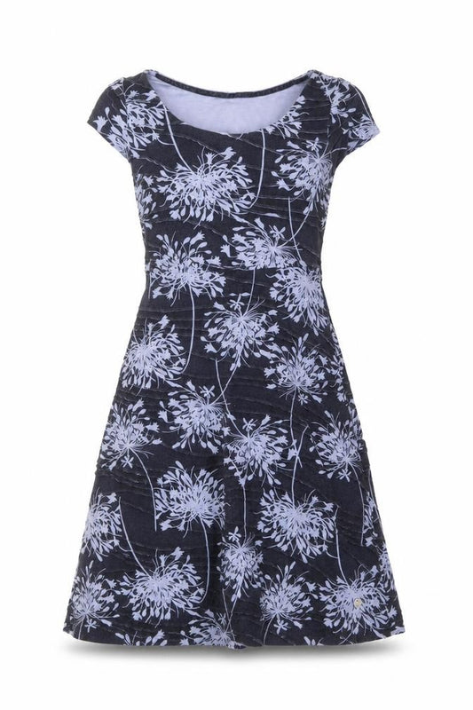 Front view of RJR.John Rocha women’s purple floral polyester a-line, size UK 10, boat neck pullover