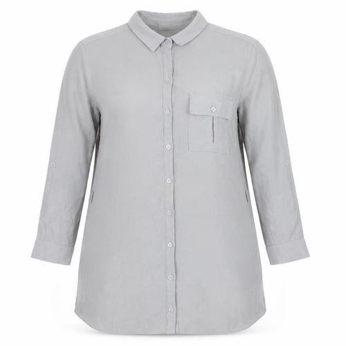 Topshop Womens Grey Viscose Shirt Dress Size 8 Collared Button