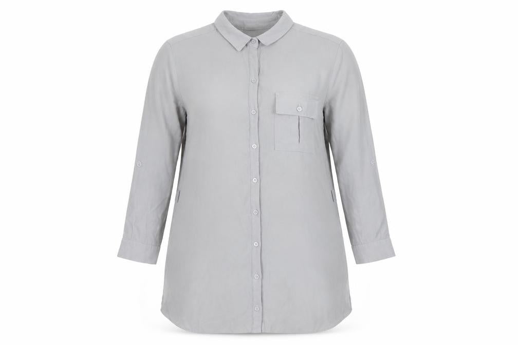 Topshop Womens Grey Viscose Shirt Dress Size 8 Collared Button