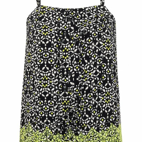 TU Womens Black Geometric Viscose Camisole Tank Size 12 V-Neck