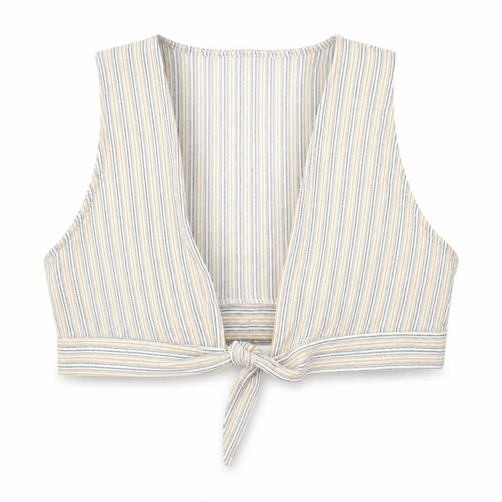 Pull&Bear Womens Multicoloured Striped Polyester Cropped Tank Size XL V-Neck - Tie Front