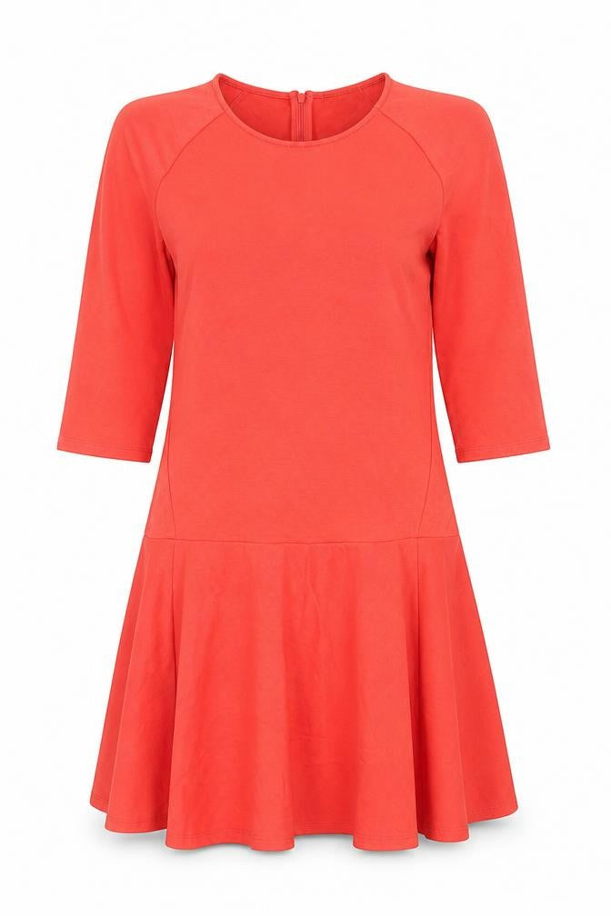 Front view of ESMARA women’s red cotton trapeze & swing, size S, round neck zip