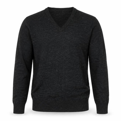 Marks and Spencer Mens Grey V-Neck Cotton Pullover Jumper Size S Long Sleeve