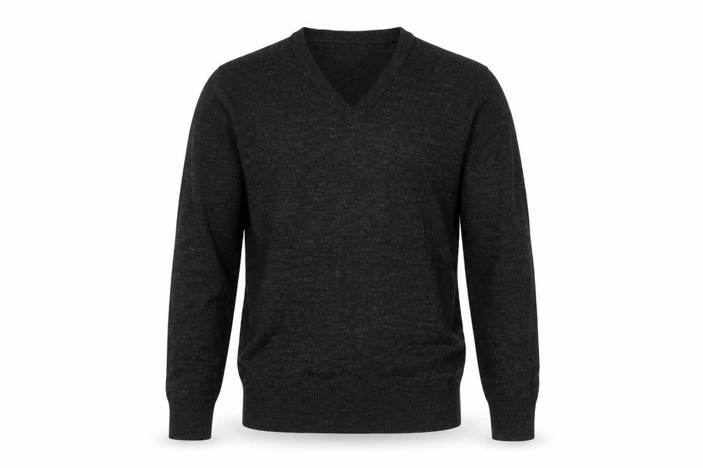 Marks and Spencer Mens Grey V-Neck Cotton Pullover Jumper Size S Long Sleeve