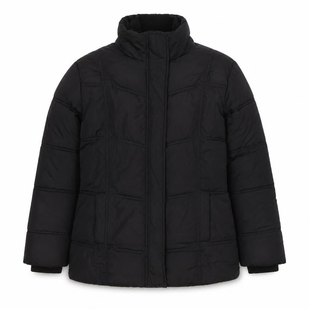 Front view of Avenue women’s black jacket, size S, zip
