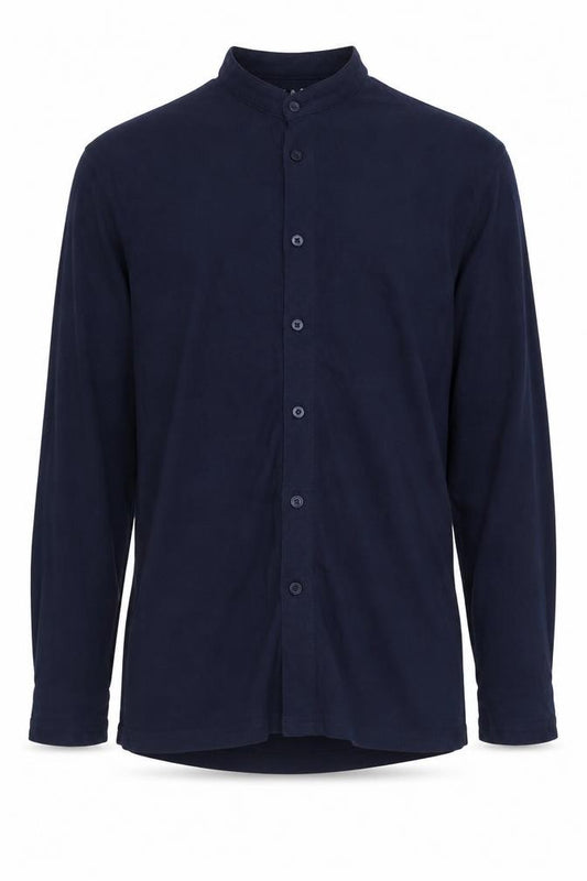 Boohoo Mens Blue Cotton Button-Up Size M Round Neck Button