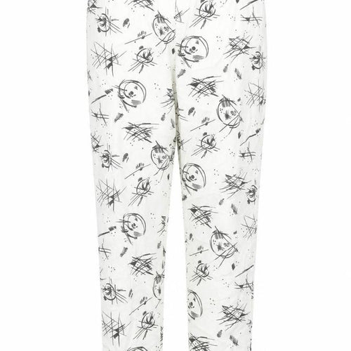 Preworn Womens White Geometric Cotton Jogger Trousers Size XS Regular
