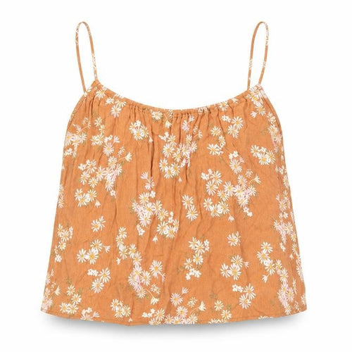 Mango Womens Brown Floral Polyester Basic Tank Size M Round Neck