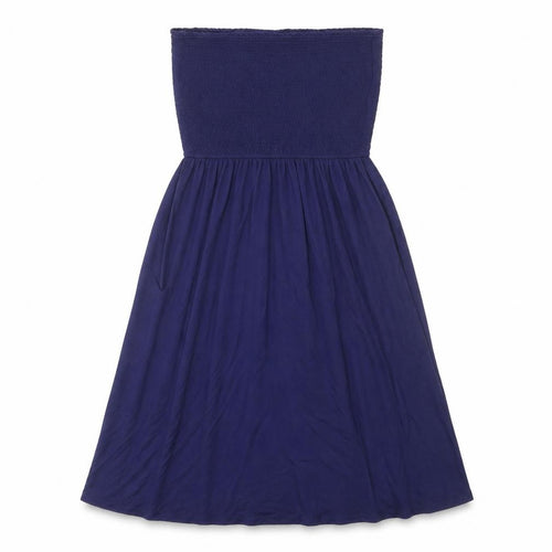 John Lewis Womens Blue Viscose Fit & Flare Size L Off the Shoulder Pullover - Shirred Top