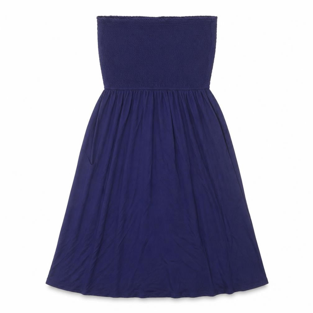 John Lewis Womens Blue Viscose Fit & Flare Size L Off the Shoulder Pullover - Shirred Top