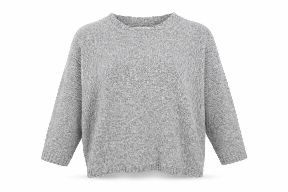 Front view of Zara women’s grey round neck cotton jumper, size M