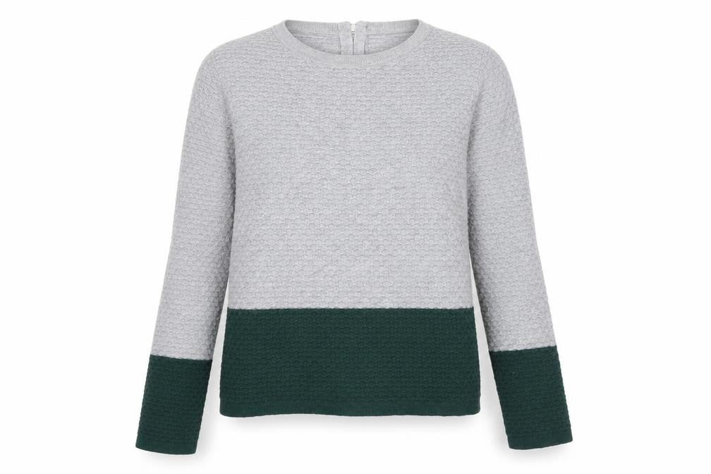 Front view of Next women’s grey round neck cotton jumper, size UK 10