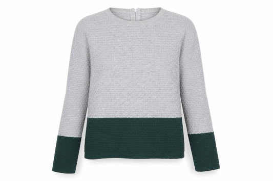 Front view of Next women’s grey round neck cotton jumper, size UK 10