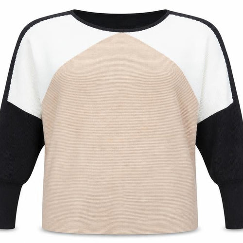 Friends Like These Womens Black Scoop Neck Viscose Pullover Jumper Size 18 - Colourblock Batwing