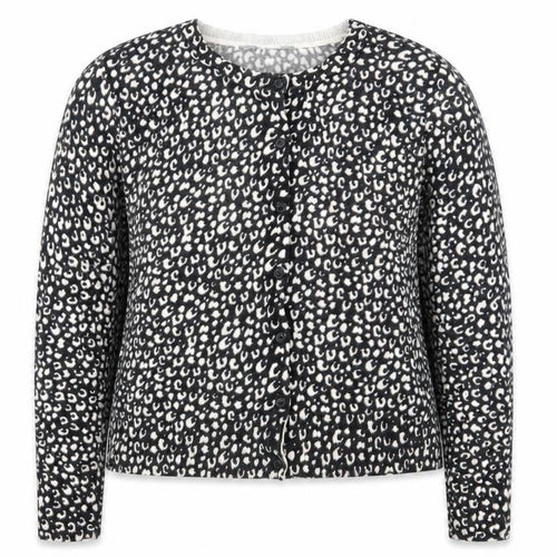 Principles Womens Black Round Neck Geometric Viscose Cardigan Jumper Size 16