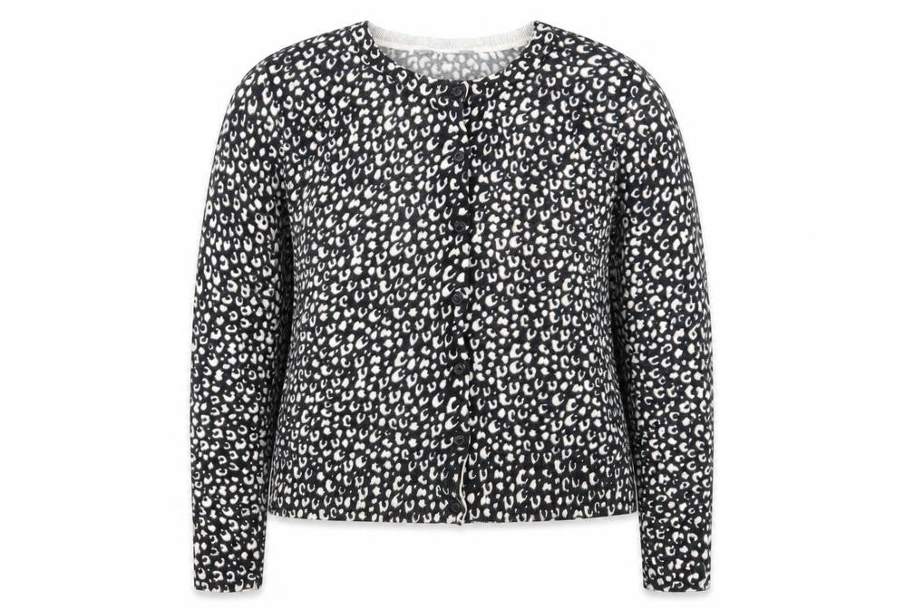 Principles Womens Black Round Neck Geometric Viscose Cardigan Jumper Size 16