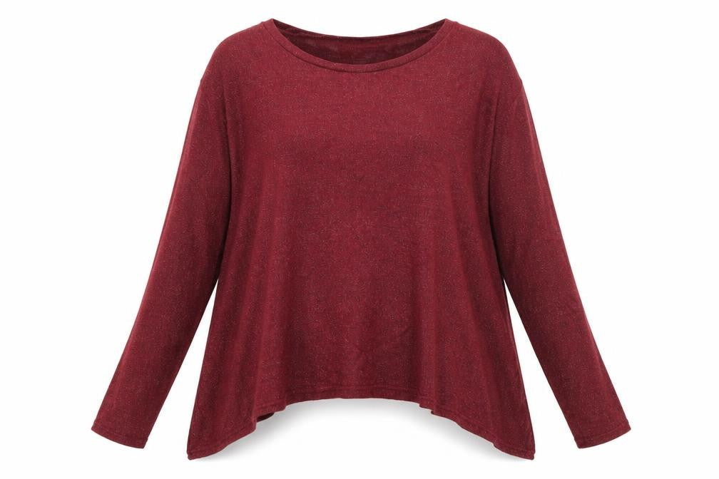 Front view of River Island women’s purple round neck polyester jumper, size UK 8