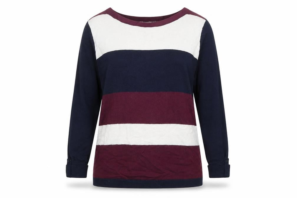 Front view of Intuition women’s multicoloured scoop neck viscose jumper, size UK 12