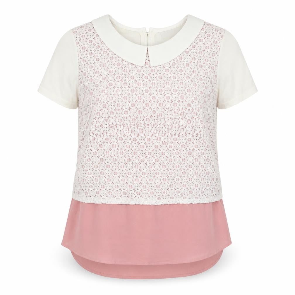 Front view of Next women’s white collared geometric cotton jumper, size UK 14