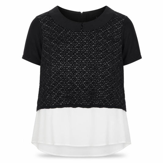 Front view of Next women’s black scoop neck geometric cotton jumper, size UK 14