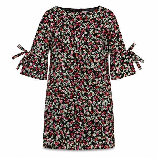 Front view of H&M women’s multicoloured floral polyester a-line, size UK 6, round neck button
