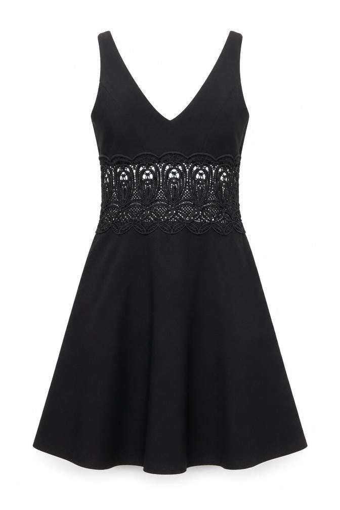 Miss Selfridge Womens Black Geometric Polyester Trapeze & Swing Size 6 V-Neck Zip