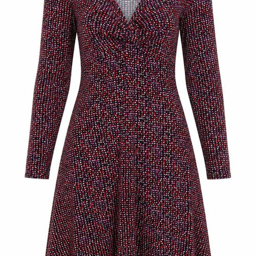 Xantik Womens Purple Geometric Polyester Skater Dress Size S V-Neck Pullover